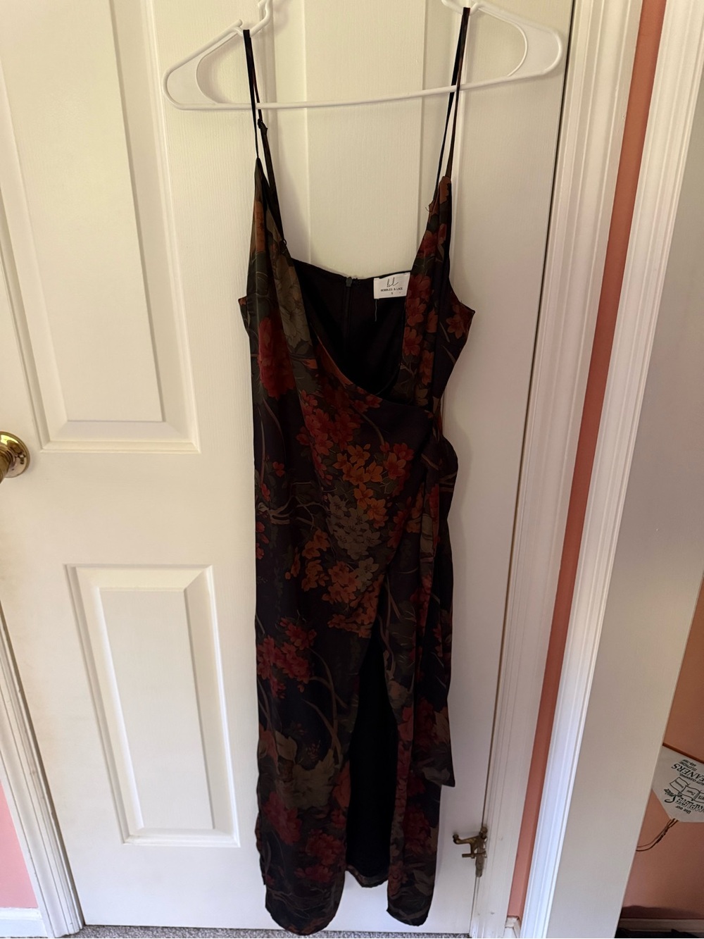 Elegant Dark Floral Strapless Slip Dress